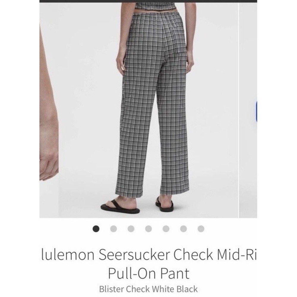 🍋EUC Lululemon Seersucker Check Mid-Rise Pull-On Pant Black White L W5GSMS 30"